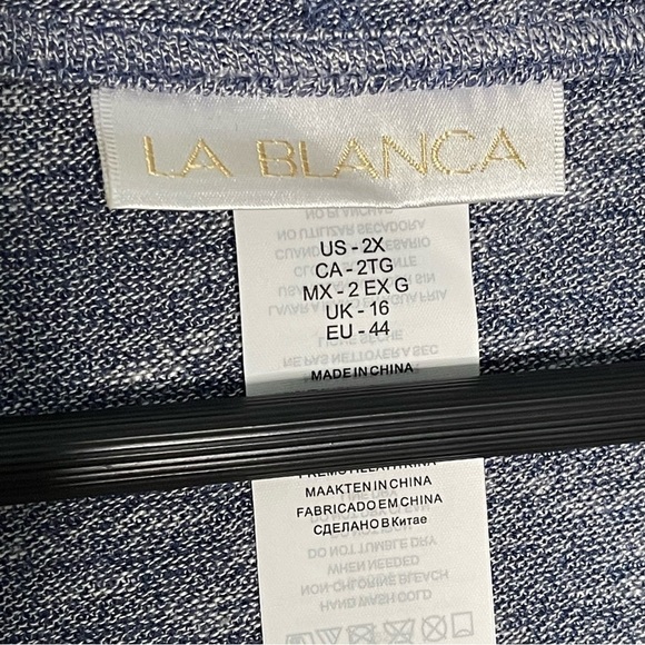 LA BLANCA Indigo Beach Sweater Hoodie swimsuit cover up gray plus size 2X NWT - Picture 4 of 10